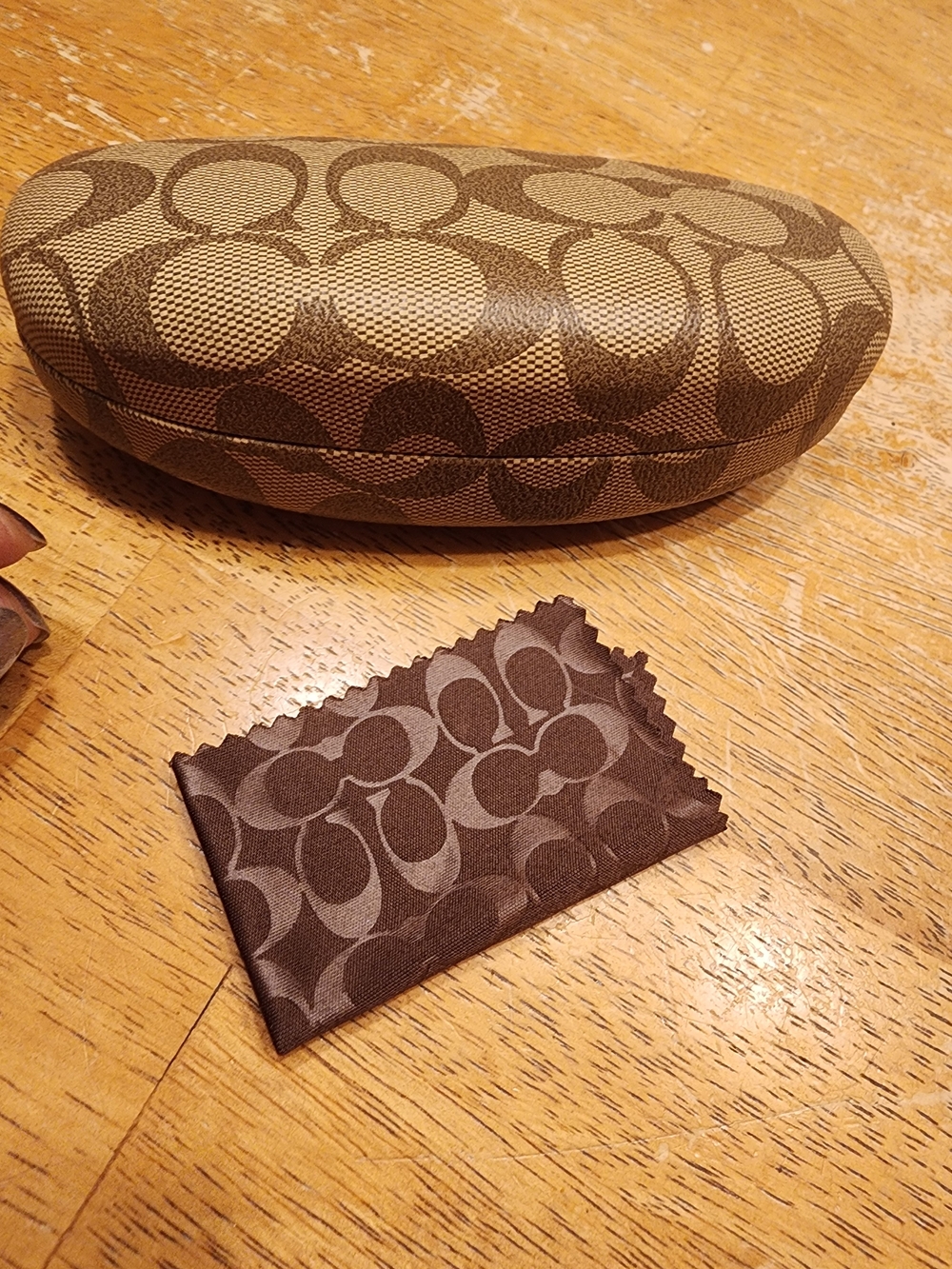 Coach Brown Signature Logo Eyeglass Case with Matching Cloth